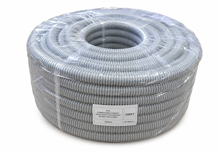 Corrugated Conduit HD UV Grey 25mm, 50m/roll