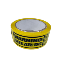 Solar DC Warning Tape - Black on Yellow - 50m Roll