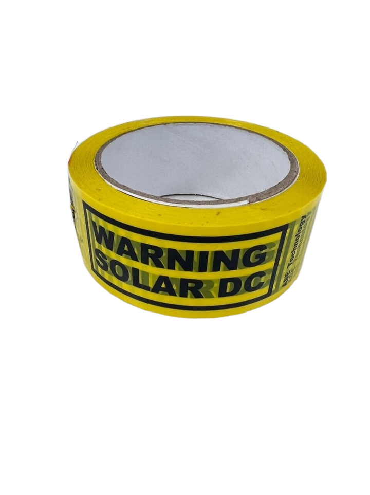 Solar DC Warning Tape - Black on Yellow - 50m Roll