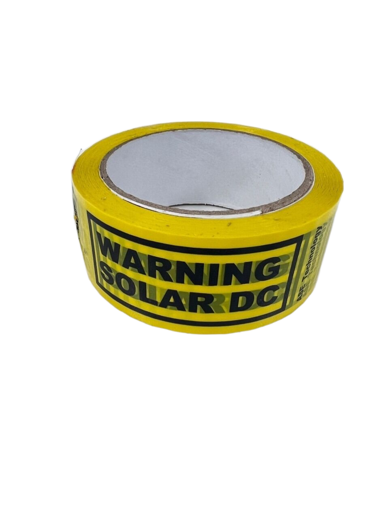 Solar DC Warning Tape - Black on Yellow - 50m Roll