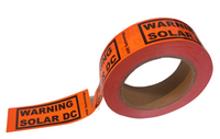 Solar DC Warning Tape, Perforated, 50 Metres Roll, Adhesive Orange