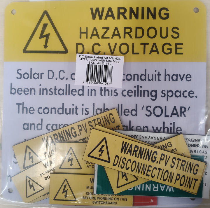 DC Solar Label Kit AS/NZS 4777.1:2024 with Site Map