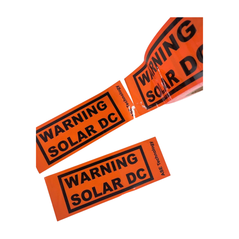Solar DC Warning Tape, Perforated, 50 Metres Roll, Adhesive Orange