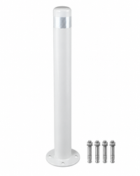 ASE Technology Galvanised Steel Safety Bollard White Colour 900mm with 4xAnchor Bolts