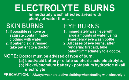 Electrolyte Burns Label